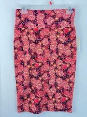 LuLaRoe S Cassie Stretchy Straight Pencil Skirt Floral Print