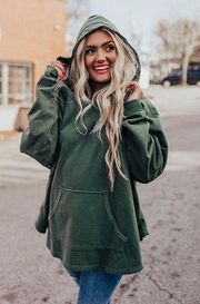 Peach Love California Green Oversized Distressed Hoodie Sweatshirt SZ S