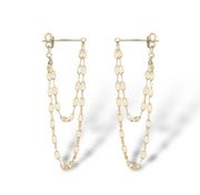 Gold chain tassel dangle drop earrings for women