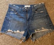 distressed ripped high waisted jean shorts