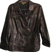 Peck and Peck Brown Animal Print Iridescent Jacket Size Large