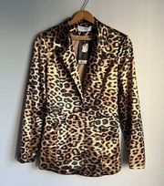 NEW naked Wardrobe satin leopard print blazer