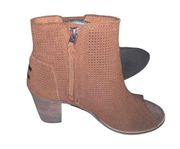 Toms  Lunata Chestnut Suede Perforated Peep Toe‎ Ankle
Heeled Boots Booties 7.5