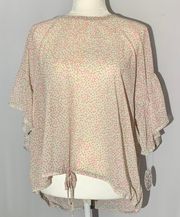 Womens  Full Circle Sheer  Flutter Sleeve Top, XL - New!