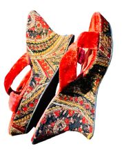 Dr Scholls Paisley Bright Vintage Orange Wedge The Original Memory Fit Cushion Heels size 7