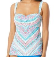 Coco Reef Convertible Swimsuit Tankini Top Summer White Blue Size 32 34D NEW