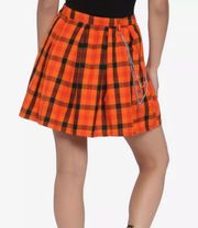 Orange Plaid Pleated Skirt SIZE LARGE