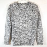 PJ Salvage Grey textured Fuzzy Love Sleeve Pullover sweater size Medium