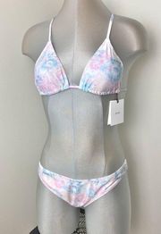 ONIA Triangle Bikini Top & Bottom Set Size Large L pastel tones Strappy NEW