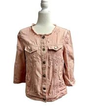 Lili Sidonio Molly Bracken Star Denim Jean Jacket Light Pink Small S