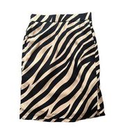 Zebra Stripe A-Line‎ Skirt With Pockets Whiskey Cream Size Small