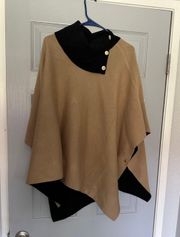 Womens Split Collar Poncho Sweater