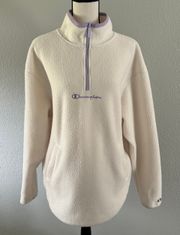 Lavender Quarter Zip Fleece Lined Sherpa Jacket Size Medium