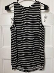 ALC | ‘Anise’ Silk Striped Tank Top - Black and White