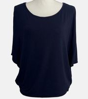 Michael Stars Elbow Length Dolman Sleeve Wide Neck Top Blouse Navy One Size