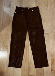 Faux Leather Brown Pants