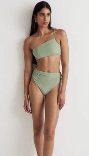 New Madewell Double-Strap One-Shoulder Bikini Top Gatehouse Green Size Medium