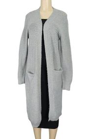 Chelsea 28 Sweater Womens Small Grey Open Knit Long Sleeve Cardigan Duster