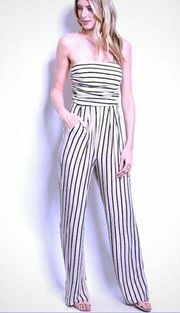 NWOT hello Miss White and black striped jumpsuit size medium