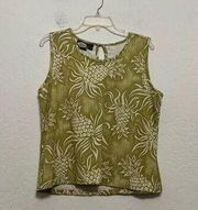 Tommy Bahama, tropical pineapple, silk blend tank top size large ￼