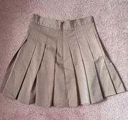 Khaki Pleated Mini Skirt