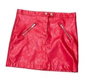 Vegan Leather Red Mini Skirt Party Night Out Club Retro Vintage Edgy Biker L