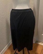 St John Collection Black Calf Length Pencil Skirt Pleated Back Accent NWOT Sz 14