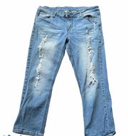 Distressed Denim Capris