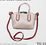 Emporio Armani Pink Red Leather Double Handle Crossbody Handbag