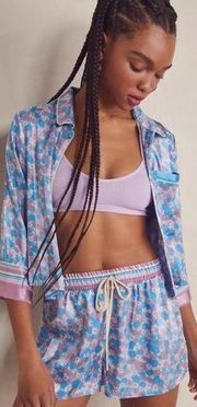 NWT Free People Pillow Talk Pajama Short Set Size L Cool Lavender Color Multi