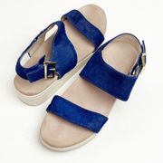KENNETH COLE Lake Blue Calf Hair Adjustable Ankle Straps Sandals, Size 8