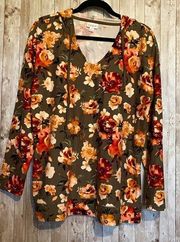 Women's LulaRoe Eliza Hooded Hoodie Sweatshirt Shirt Fall Floral Size Large