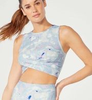 Blue Tie Dye Melange Twist Crop Top NWT L