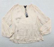 Sincerely Jules Womens Size Large Cream Satin Polyester Long Sleeve Blouse