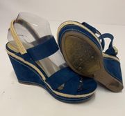 Studio Paolo Anna Blue Wedge Heels A17