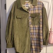 NWT andthewhy army green and plaid shacket L