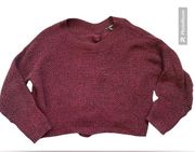EXPRESS Burgundy & Black Marl Lace Up Back Cropped Sweater
