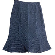 Michael Kors Skirt Women 2 Blue Polka Dot Ruffle Hem Knee Length A Line Silk Mix