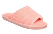 Alfani Women’s Velour Slippers Stuffed Striped Slide Tropical Peach L (9-10)