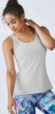 NWT Fabletics Mist Gray The Great Drape Demi Sleeveless Tank Top Women's Small