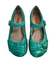 Miz Mooz Dulce Mary Jane Shoes Size 6.5 Green Leather Buckle Round Toe Casual