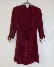 NWT  Maroon Tie Front Dress S