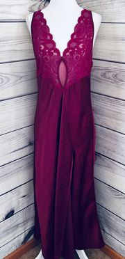 Victorias Secret Vintage Gold Label Purple Lace & Satin Long Lingerie Slip Dress