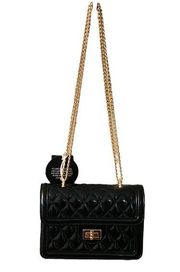 Deluxity Black Jelly Quilted Small Flap Gold Chain Purse NEW