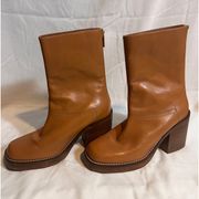Free People Portwood Heel Boots Size 38 Tan Brown