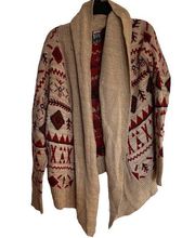 ROXY Aztec knit cardigan open front size S