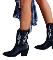 OASIS  SOCIETY California Striking Embroidered Low Heel Western Boots Black Sz 9