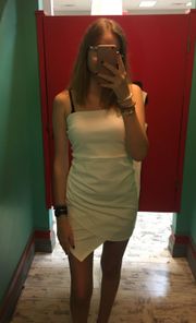 strapless white mini dress