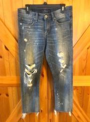 LUCKY BRAND Womens SIENNA SLIM BOYFRIEND JEANS sz 2/26 Tore Distressed 32x26