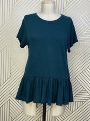 The Great The Ruffle Peplum Tee Teal Blue Green